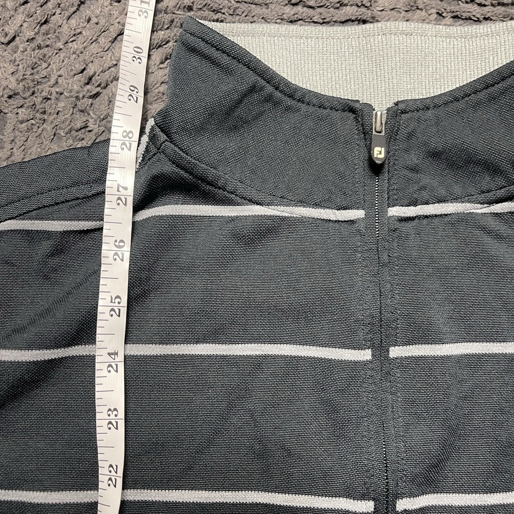 FootJoy Men's Large Quarter Zip Pullover Jacket Gray White Striped‎ Golf FJ - Picture 6 of 6